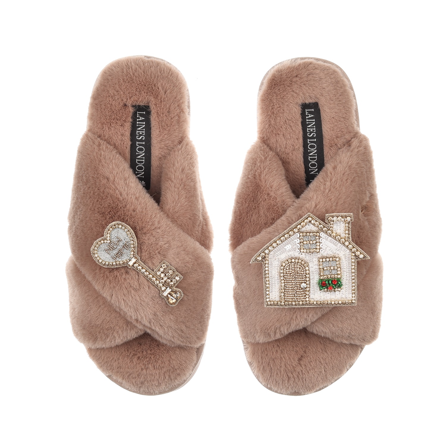 Women’s Brown Classic Laines Slippers With New Home Brooches - Toffee Small Laines London