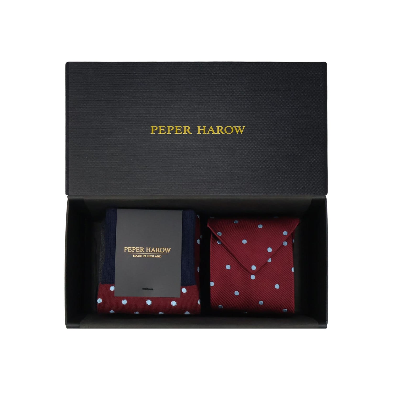 Peper Harow - Made In England Men's Red Tie Men's Gift Box - Pin Polka Burgundy