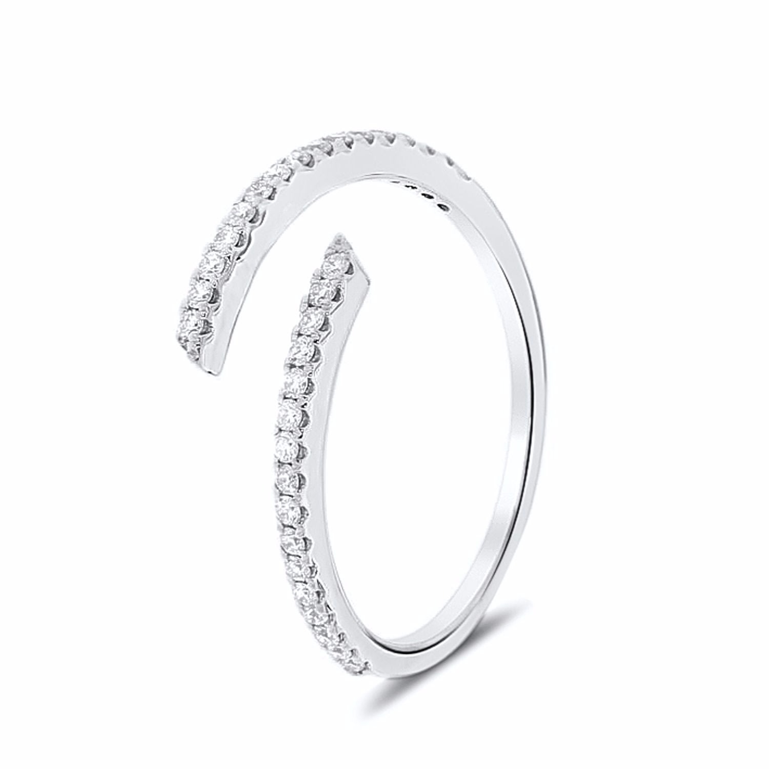 Women’s Silver Spiral Diamond Ring 18K White Gold Cosanuova