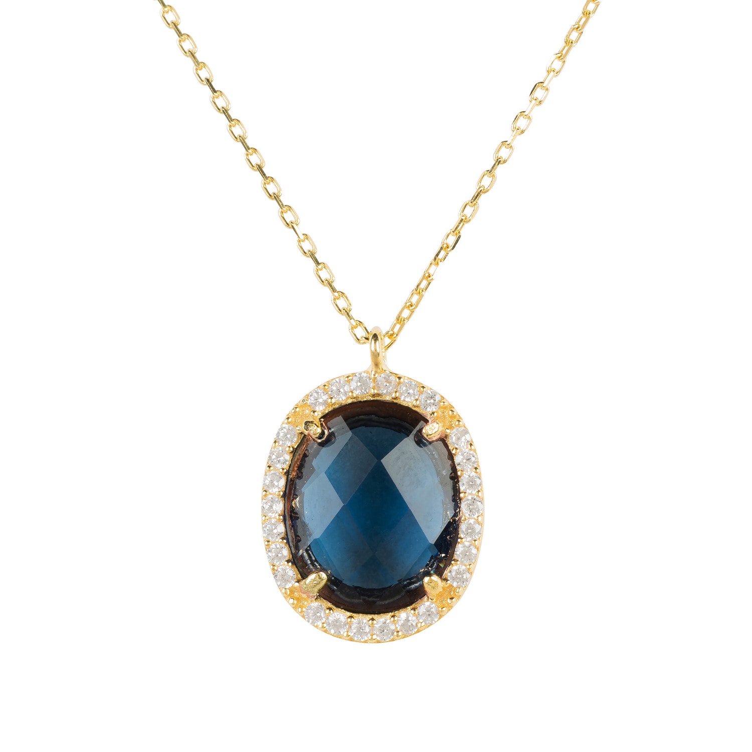 Women’s Blue / Gold Beatrice Oval Gemstone Pendant Necklace Gold Sapphire Hydro Latelita