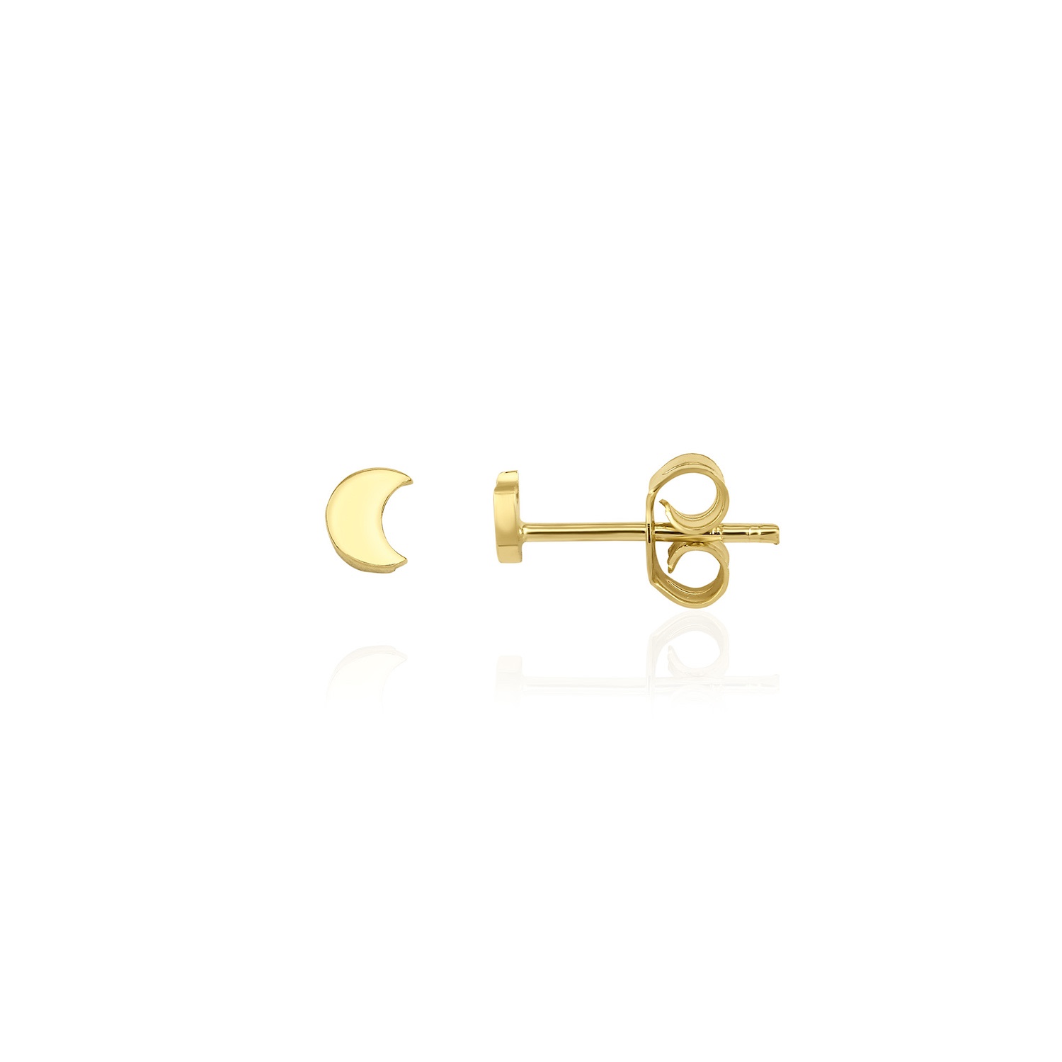 Jewelsty Fine Jewelry Women's Gold Mini Moon Studs