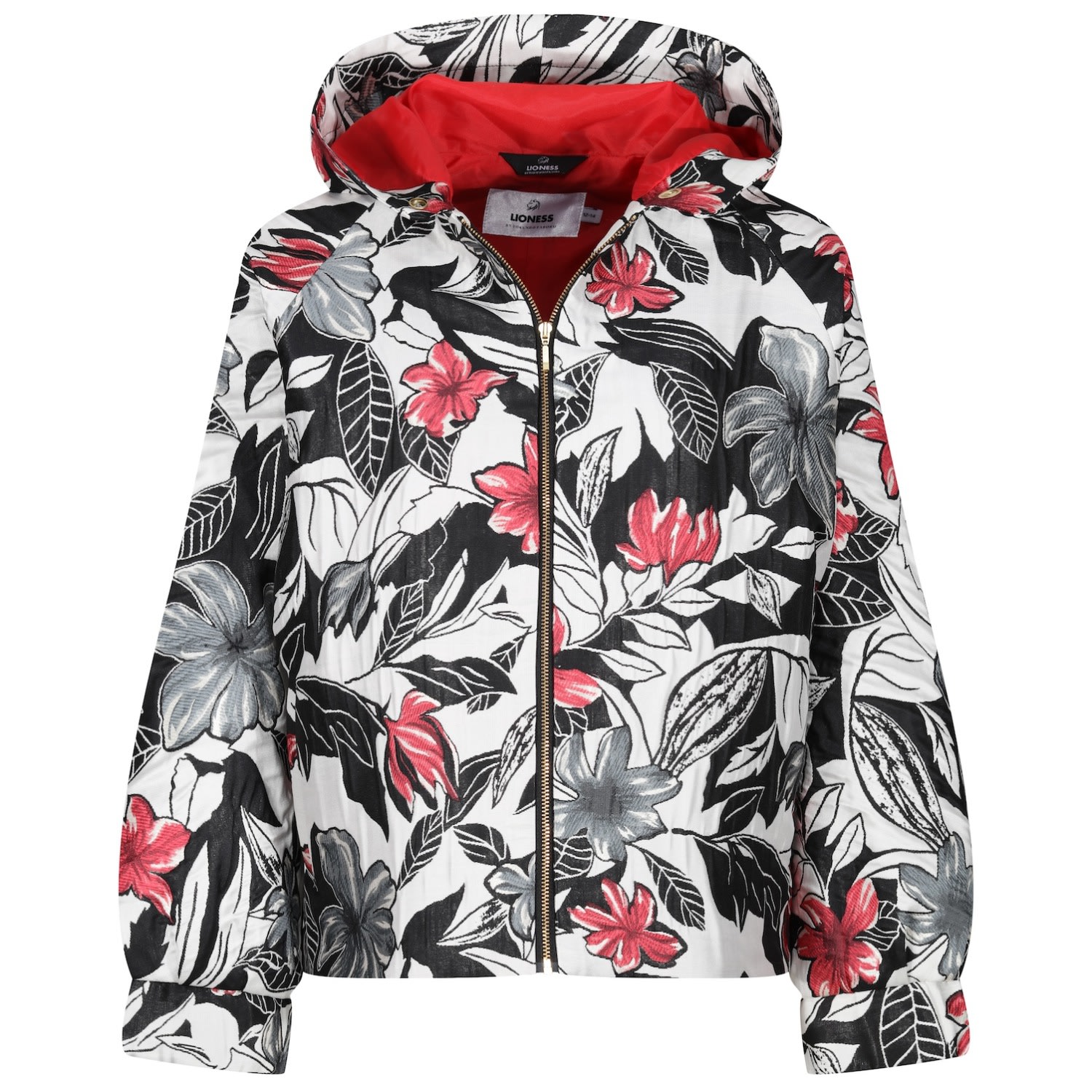 Women’s Black / White / Red Leafy Pearly Red Hoodie Jacket Extra Large Lioness by Tf