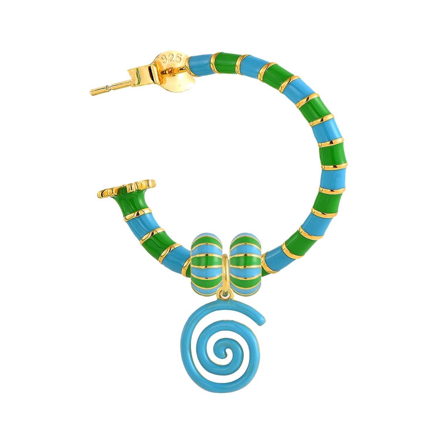 Pinnole Women's Blue / Green Gold Panta Rei Earring Mix In Multi