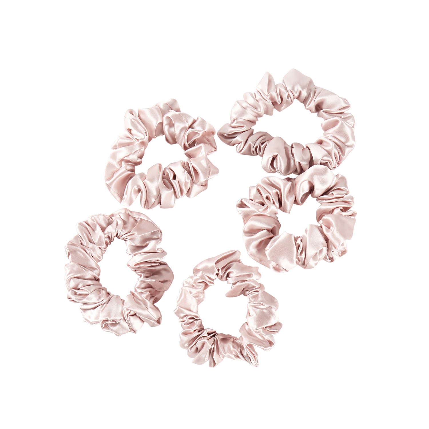 Women's Pure Mulberry Silk Regular Scrunchie Set Of Five In Baby Pink | One Size | Soft Strokes Silk