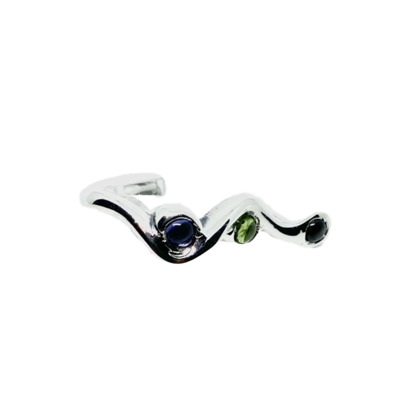 Tg-jewellery By Tamara Gervasio Women's Silver / Blue / Green Snake  Sterling Silver Adjustable Ring Multicolour Cabochons