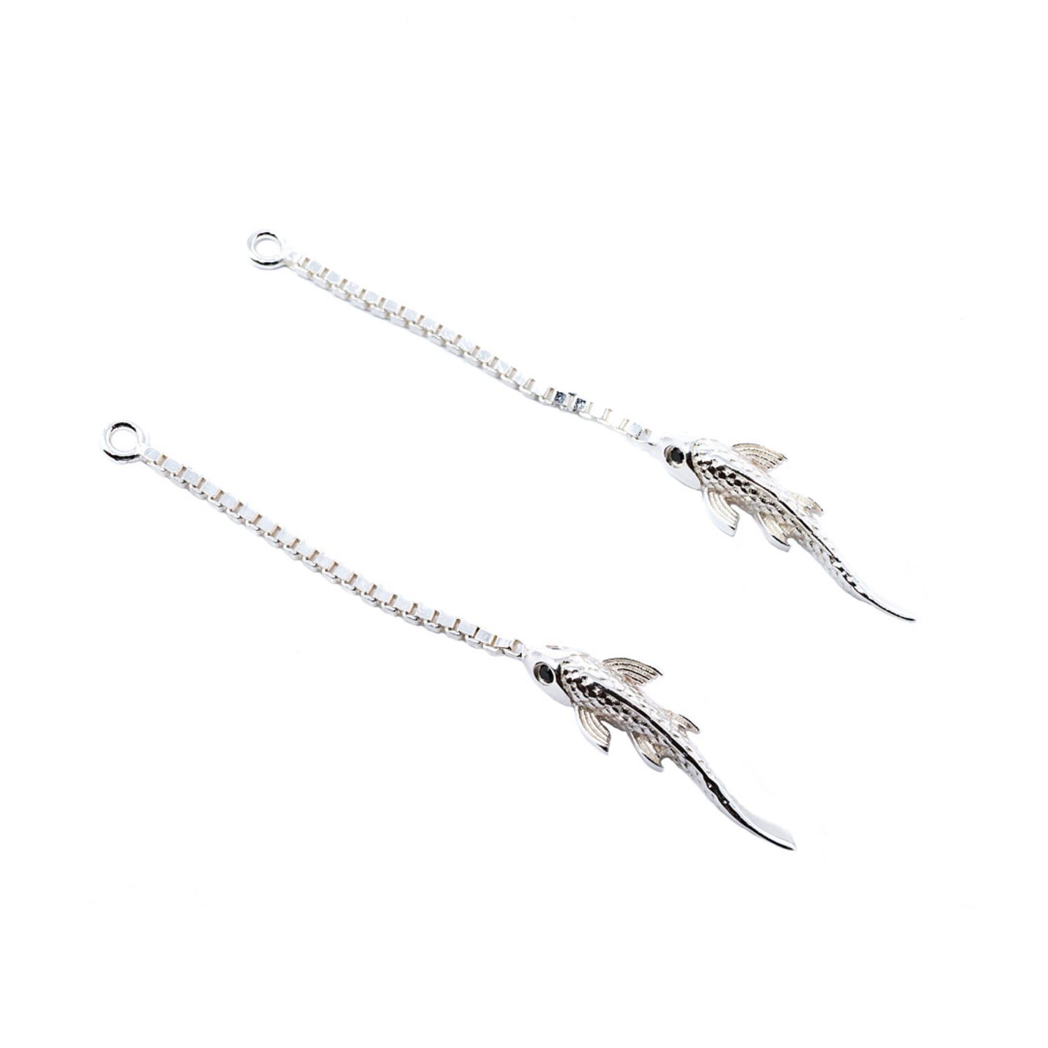 Nasi Silver Women's Neshama Fish Dangles- Silver In Metallic