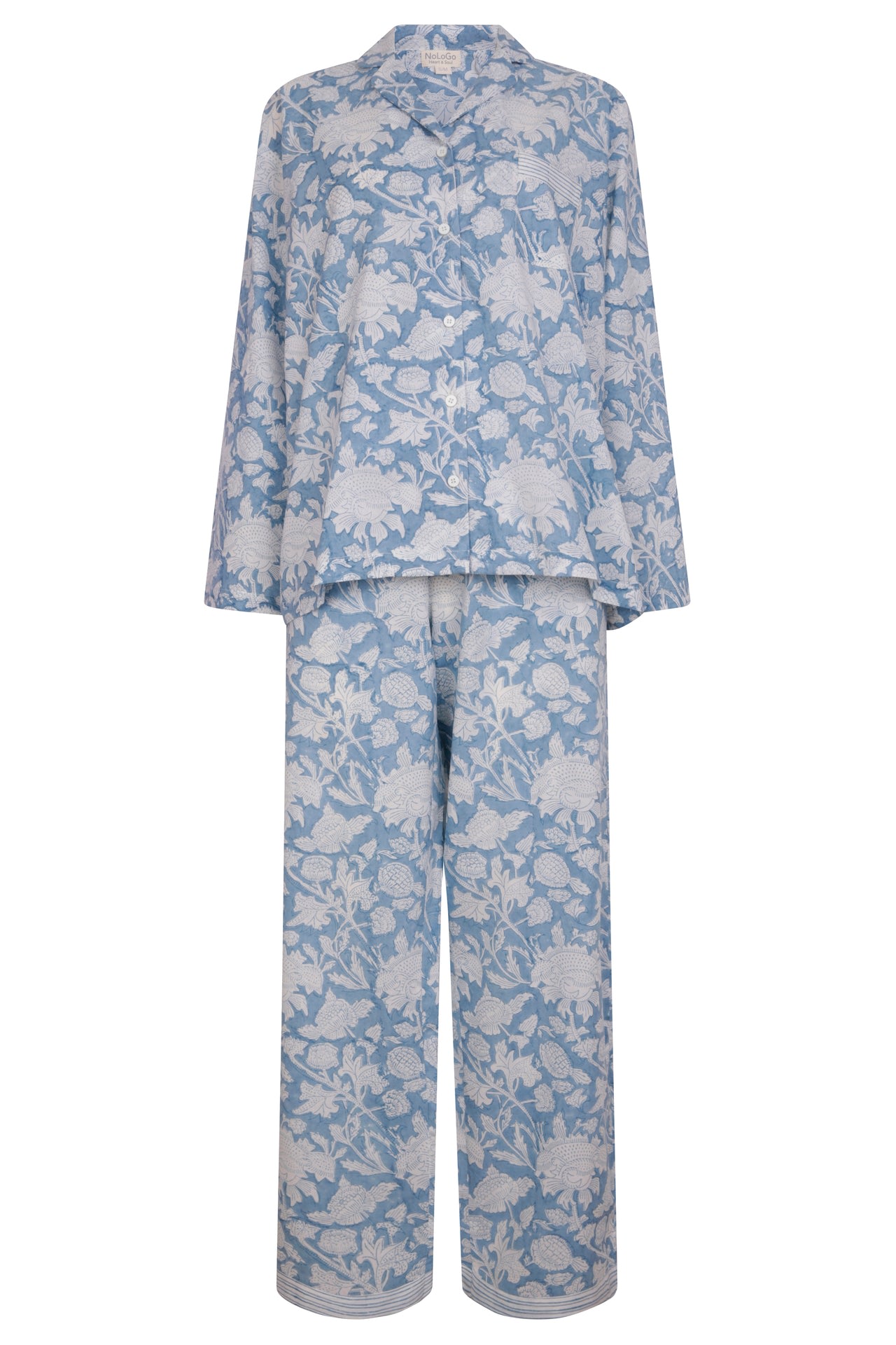 Women’s Hand Printed Pj’s - De Nimes Blue 4Xl Nologo-Chic