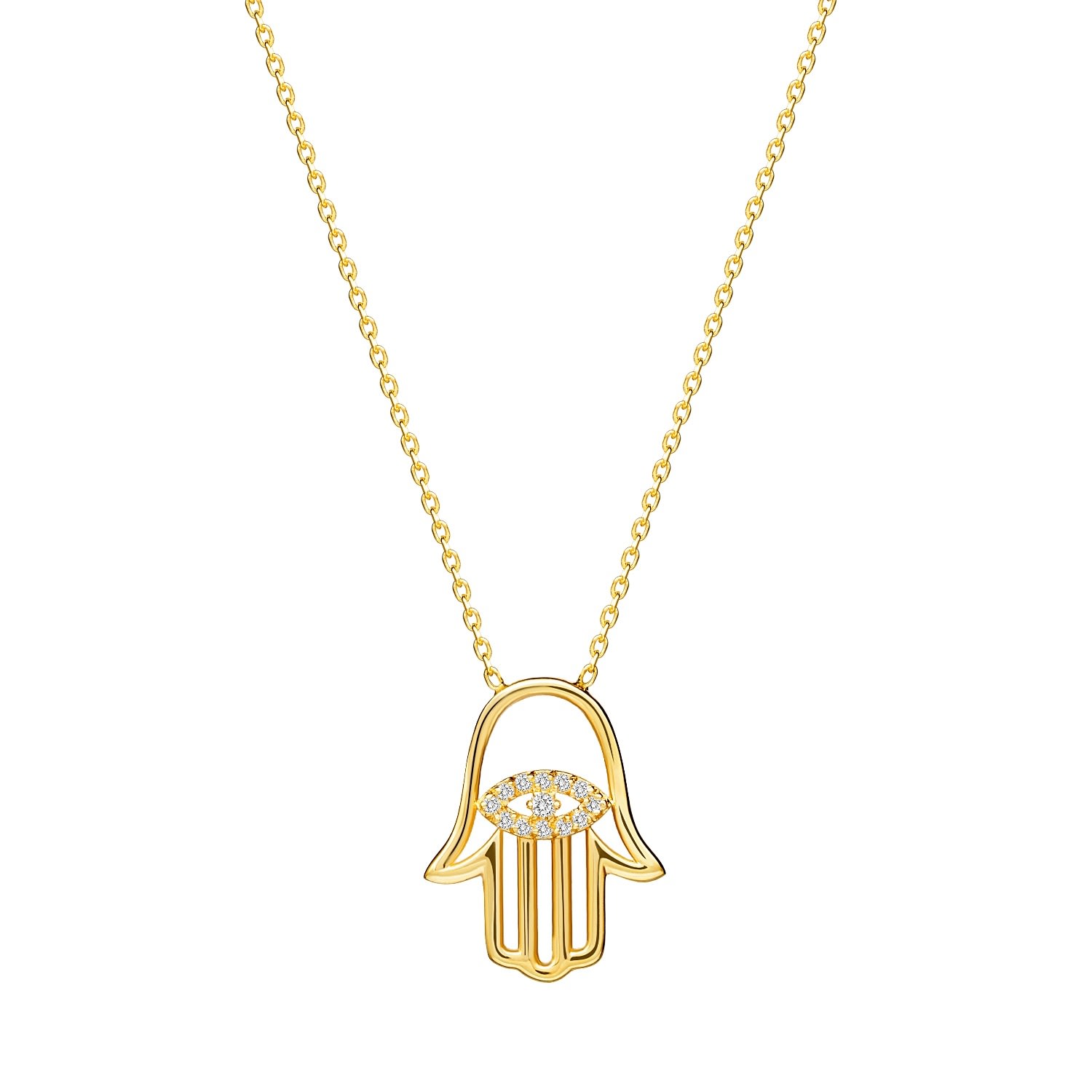 Women’s Diamond Hamsa Pendant - 14K Gold & Diamonds Mosuo Jewellery