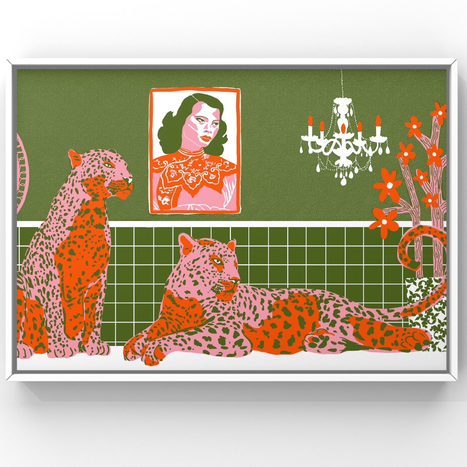 Green Leopards Chillin’ A3 Art Print A3 297 X 420Mm The Neighbourhood Threat