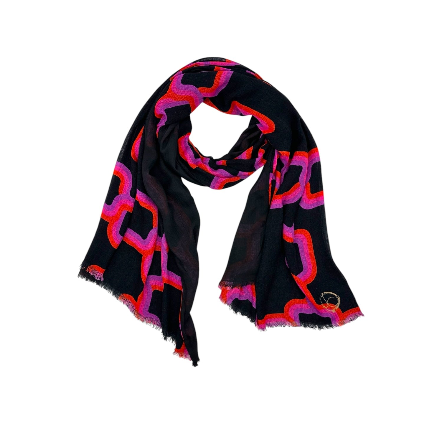 Julia Clancey Women's Black / Pink / Purple Link Black Magenta Modal Reversible Scarf