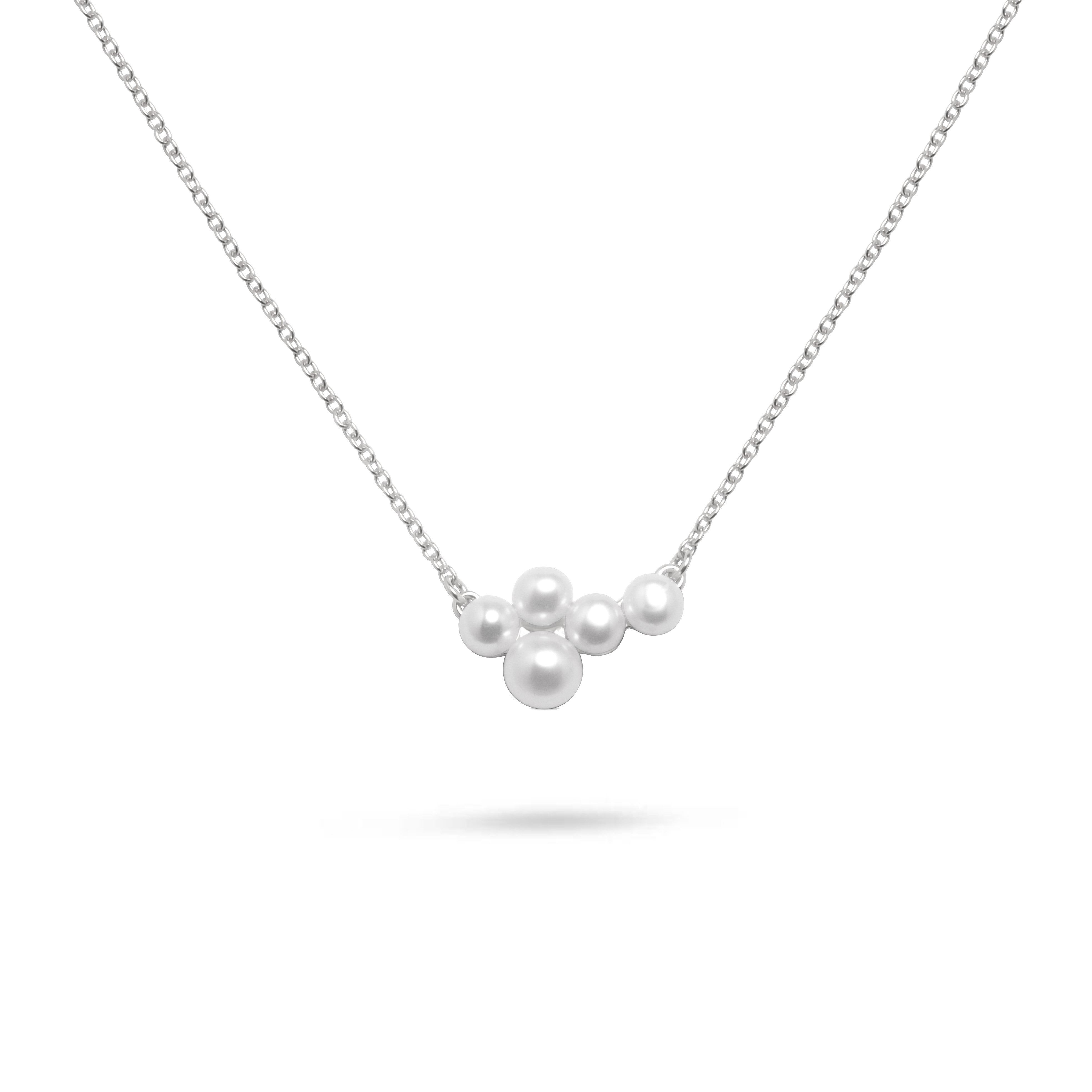 Gold Trip Women's White / Silver Pearl Cluster Necklace In Silver