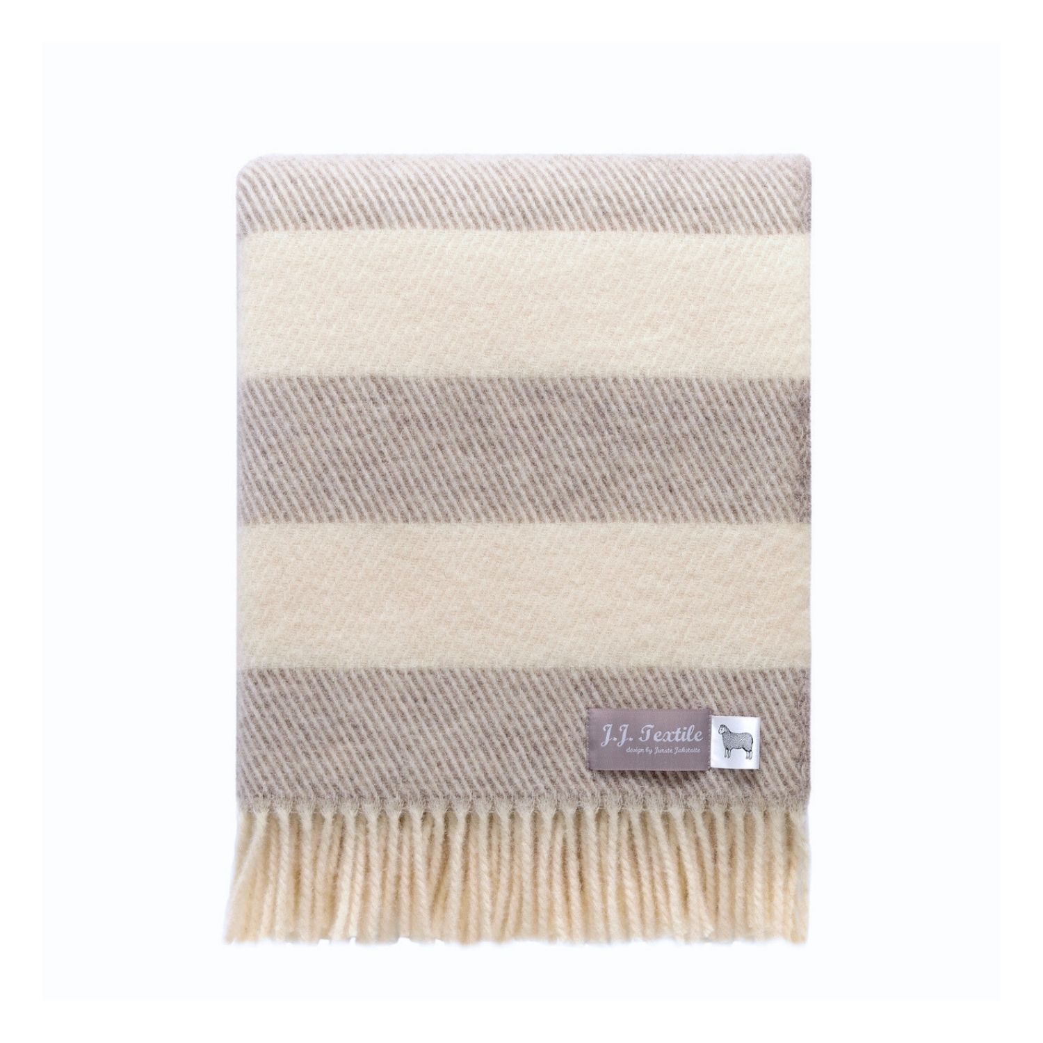 J.j.textile Brown / White / Grey Megan Wool Throw In Nude