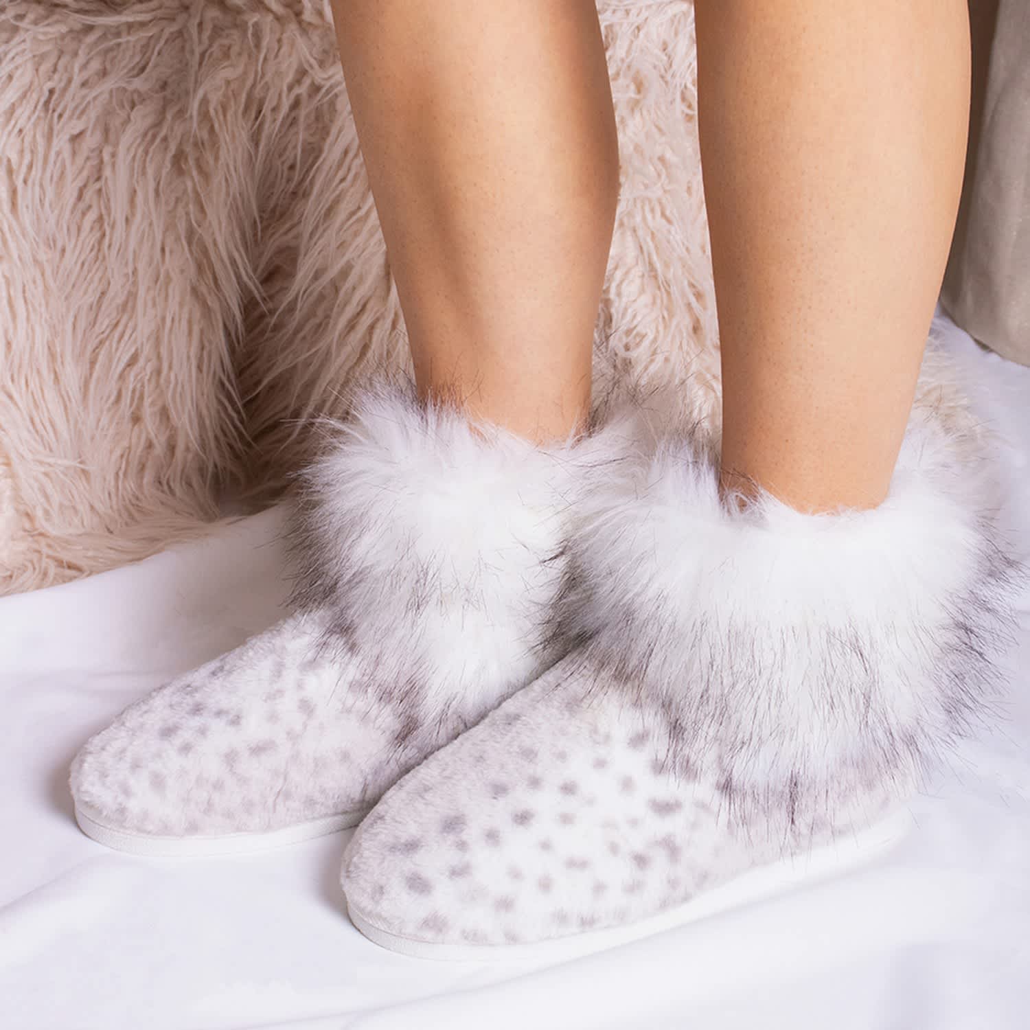 Cosy Bootie Slipper Fern In Snow Leopard | Pretty You | Wolf