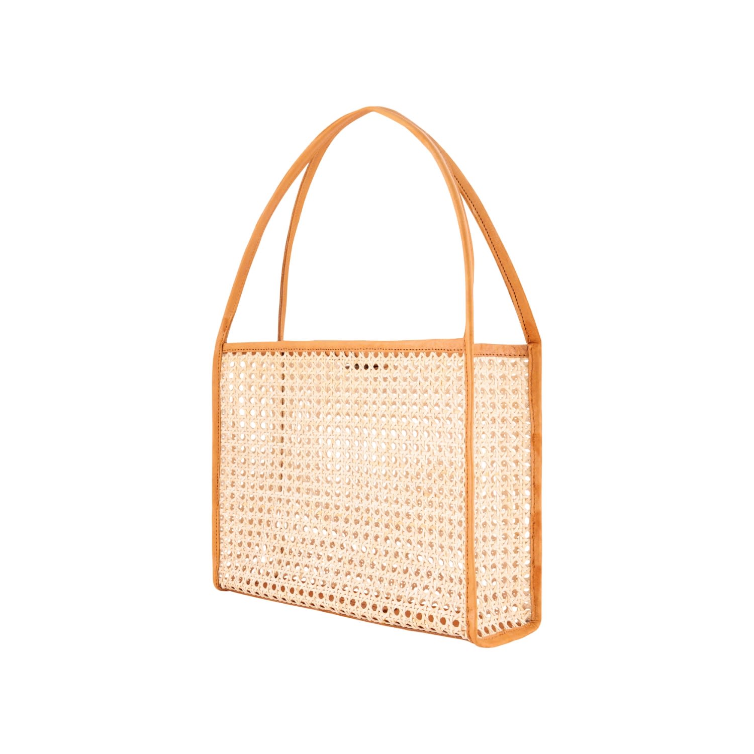 Women’s Anais Rattan & Leather Tote- Brown Ohsun