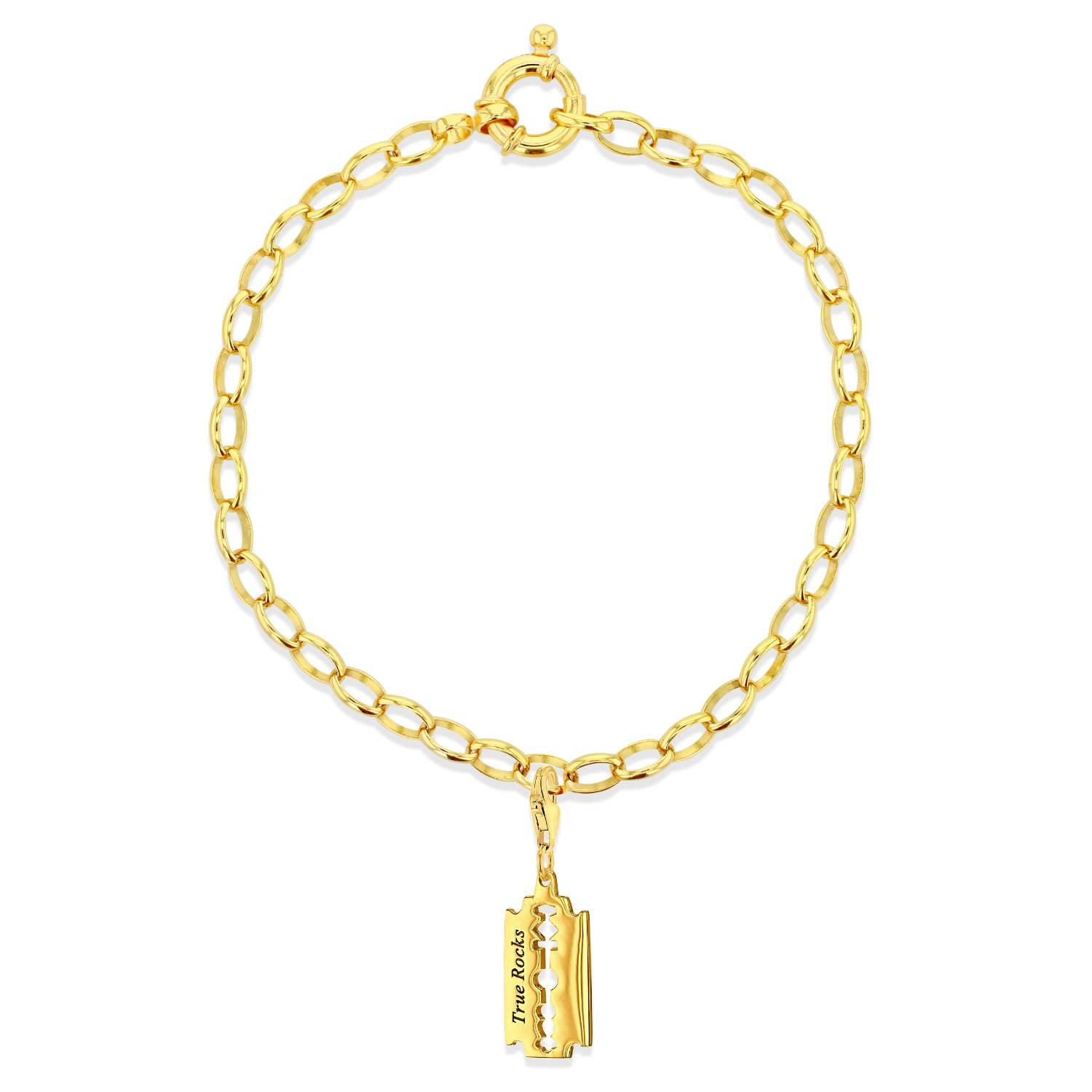 True Rocks Women's Razor Blade Belcher Bracelet 18kt Gold Plated In Gold