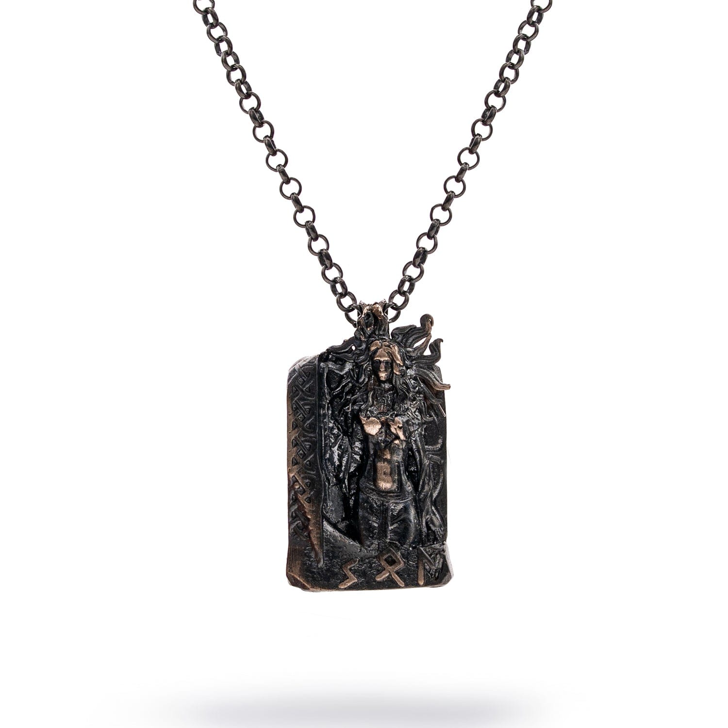 Ebru Jewelry Men's Santa Muerte Men's Sterling Silver Necklace - Silver In Black