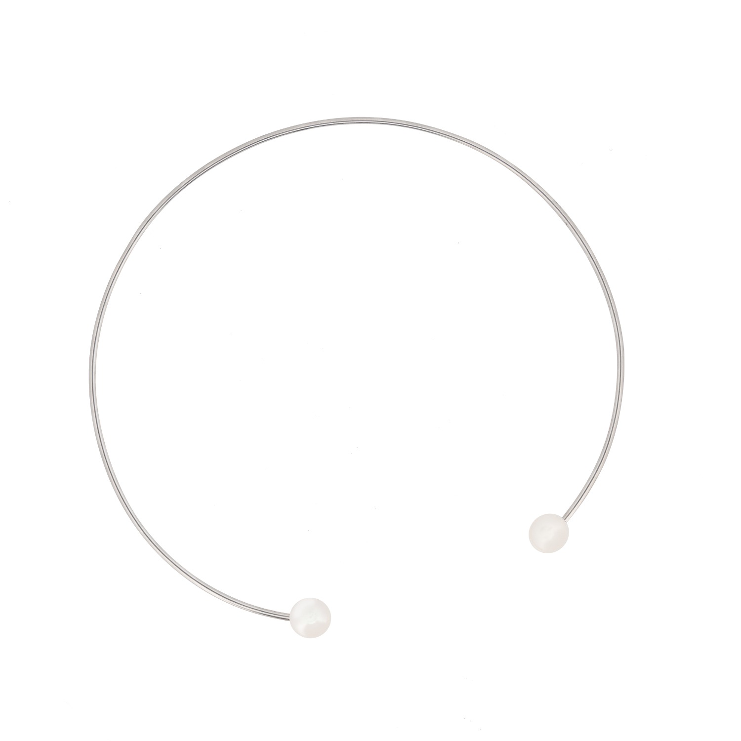 Silver Moon Women's Sterling Silver Necklace With Pearls - Balance & Pearl In Silver