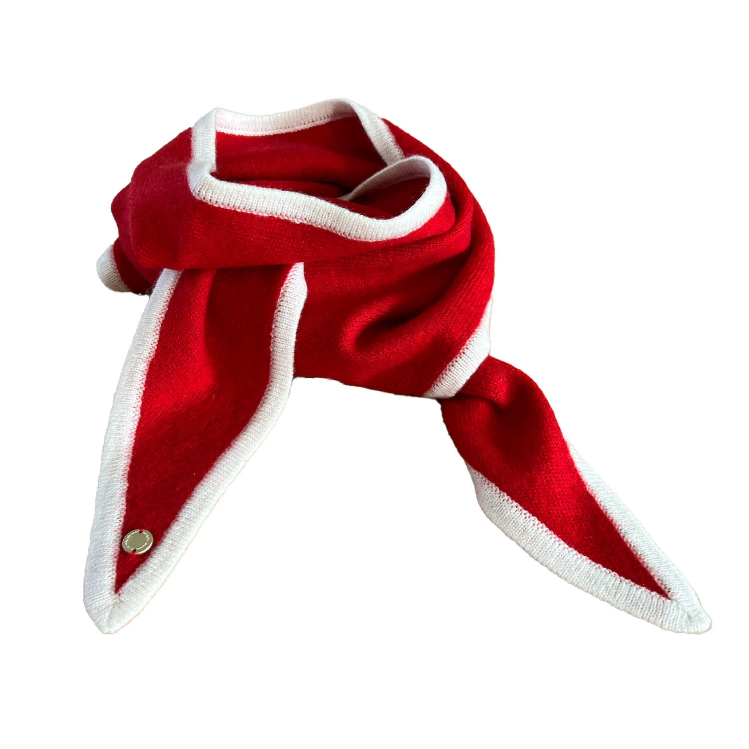 Tirillm Women's Ayla Small Neck Scarf In Soft Pure Cashmere, Red With Off White Trimming In Red