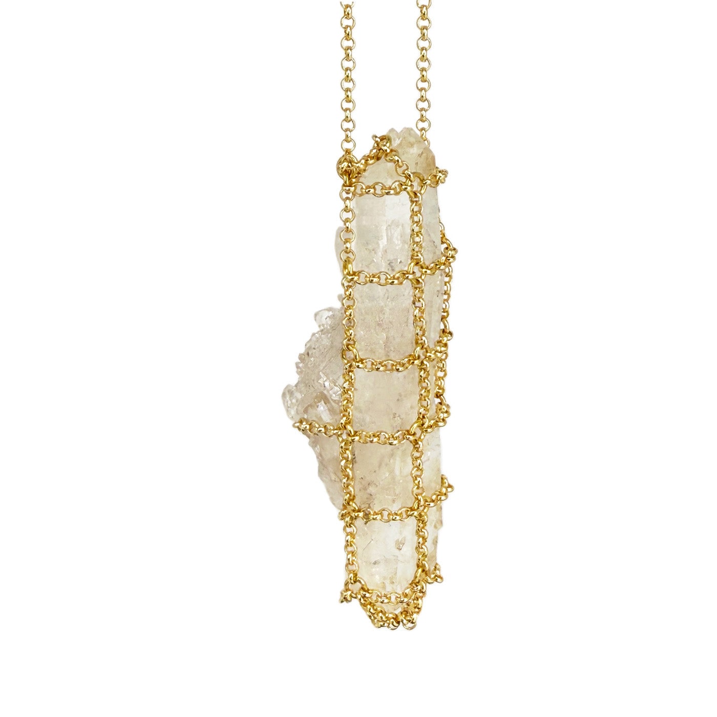 Mhart Women's Gold Caged Quartz Spike Necklace Ii