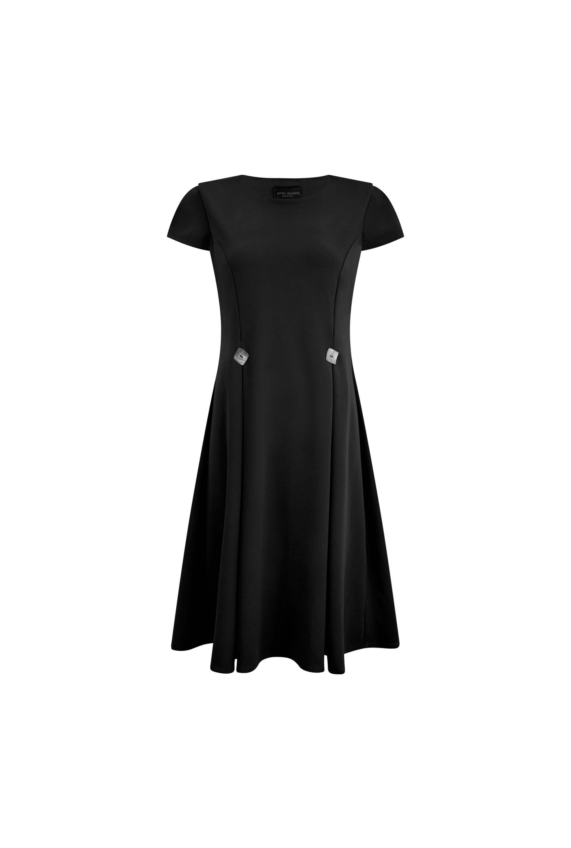 Women’s Cap Sleeve Button Midi Dress Black Extra Small James Lakeland