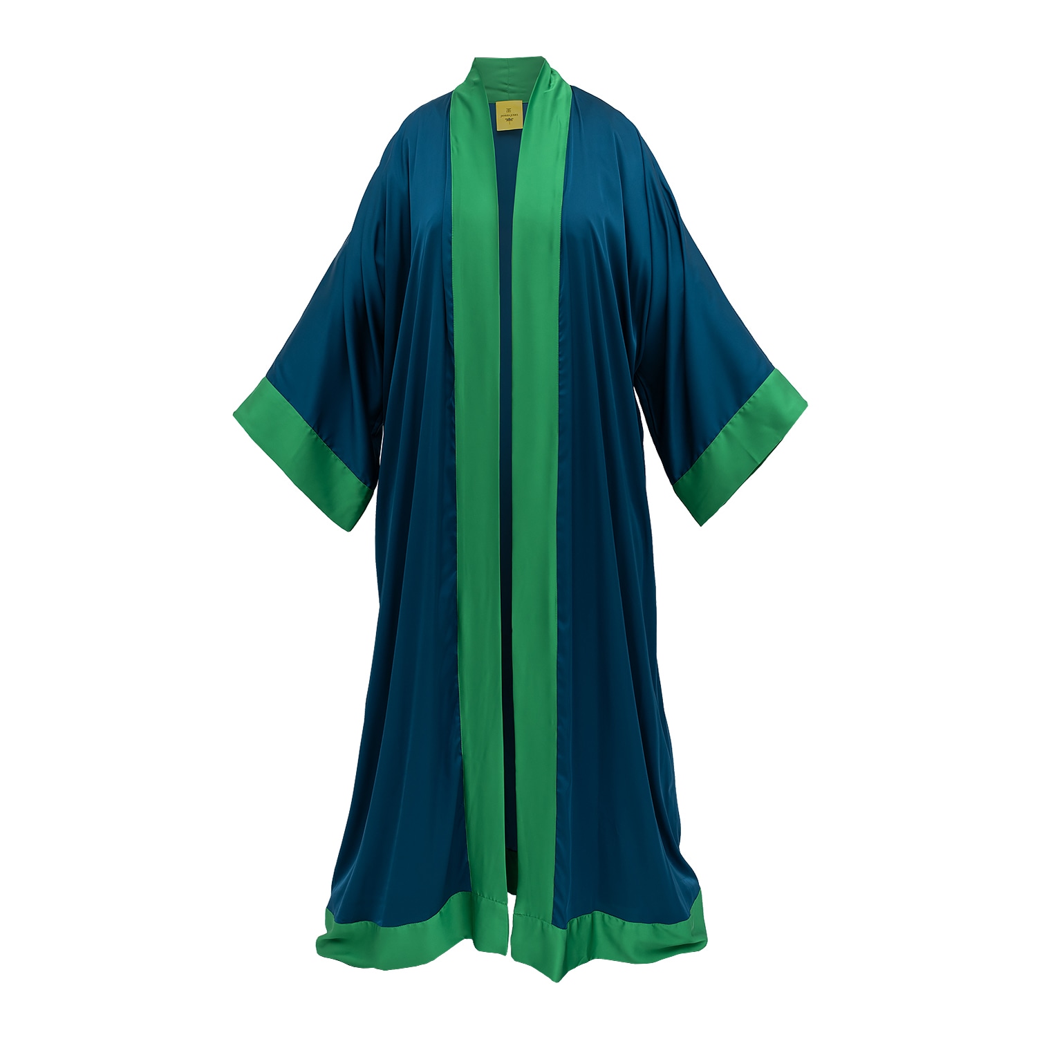 Women’s Blue / Green Blue Green Cuffs Satin Long Abaya Kaftan One Size Janara Jones