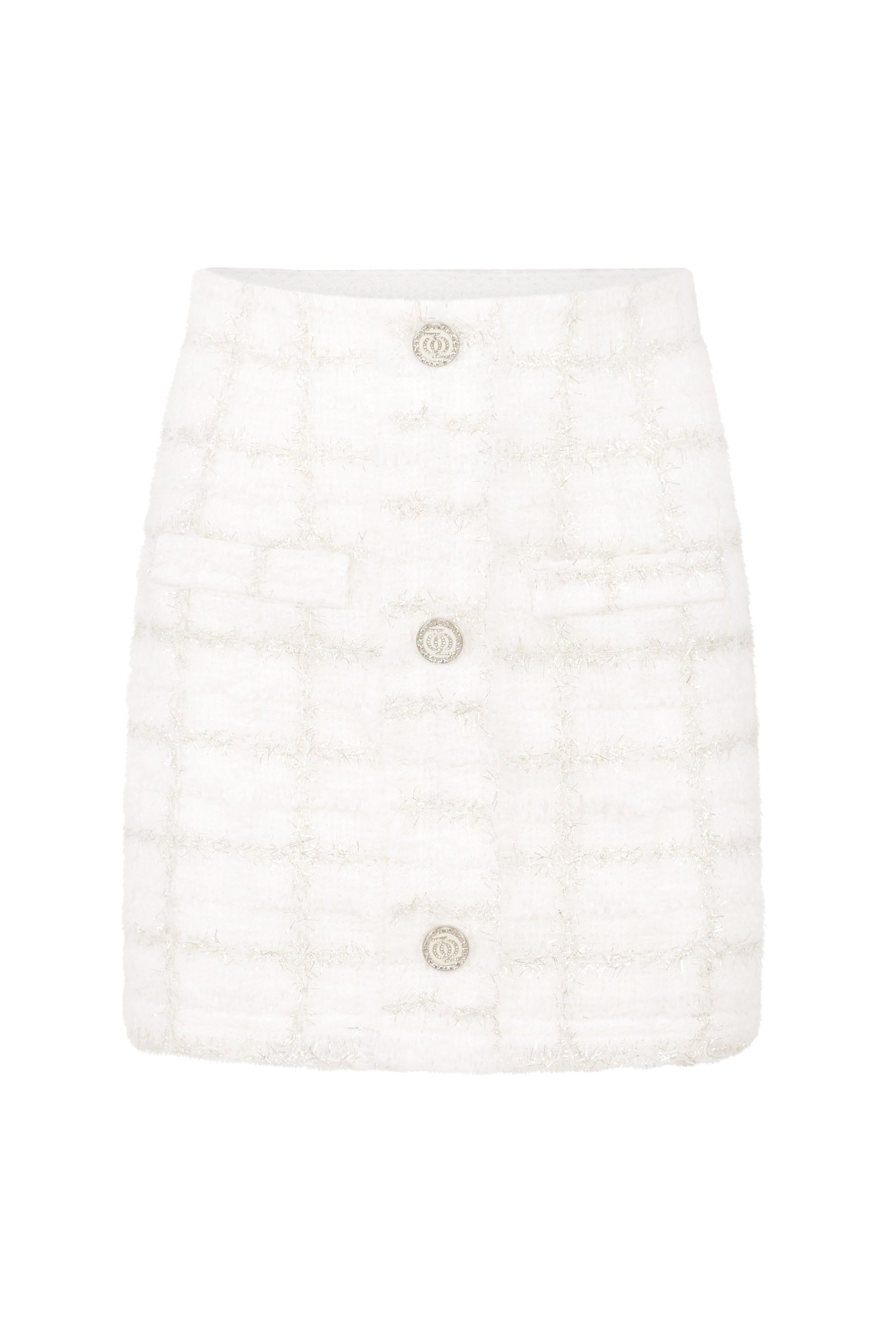 God Save Queens Women's White Executive Tweed Skirt In White