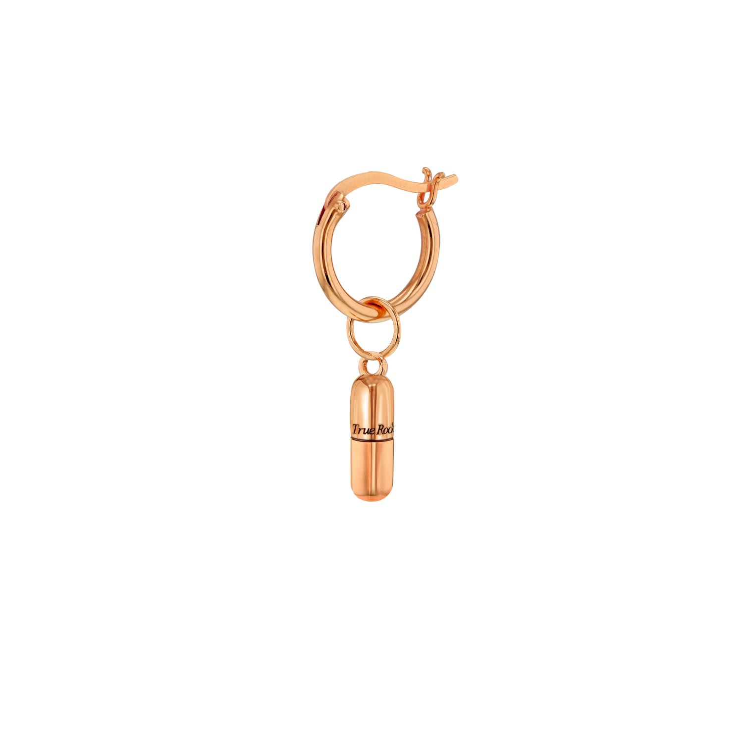 True Rocks Men's Rose Gold 18kt Rose-gold Plated Mini Pill Charm On A Rose-gold Hoop In Gold
