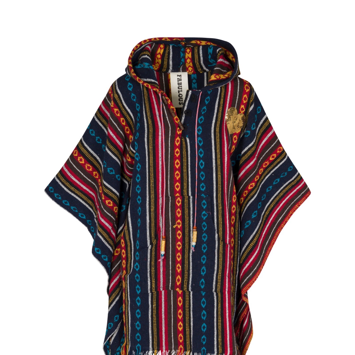 Women’s Blue / Red Drug Rug Poncho Dress - Red/Blue S/M Meghan Fabulous