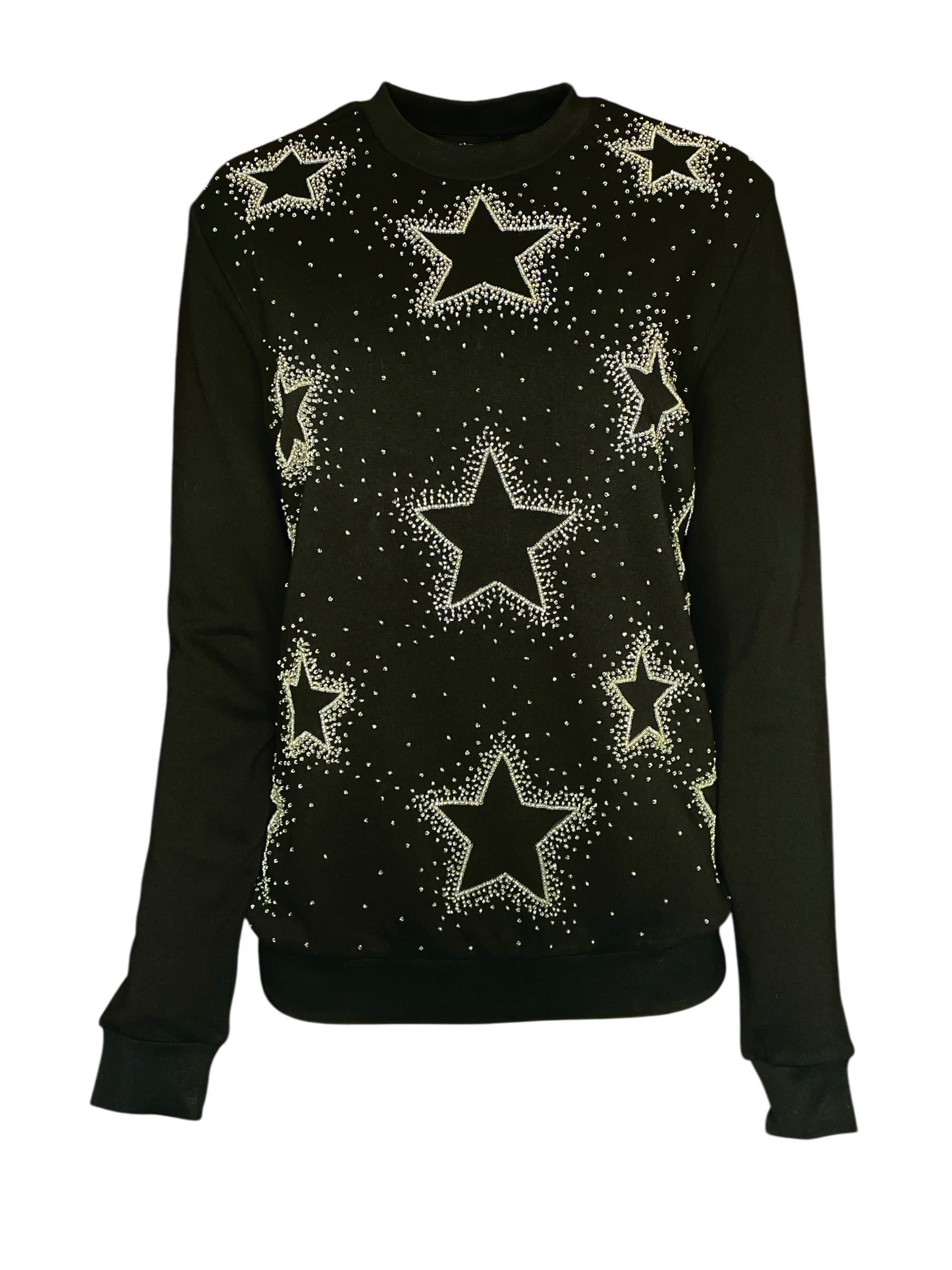 Any Old Iron Women's Black / Silver Silver Beaded Starburst Black Sweatshirt In Black/silver
