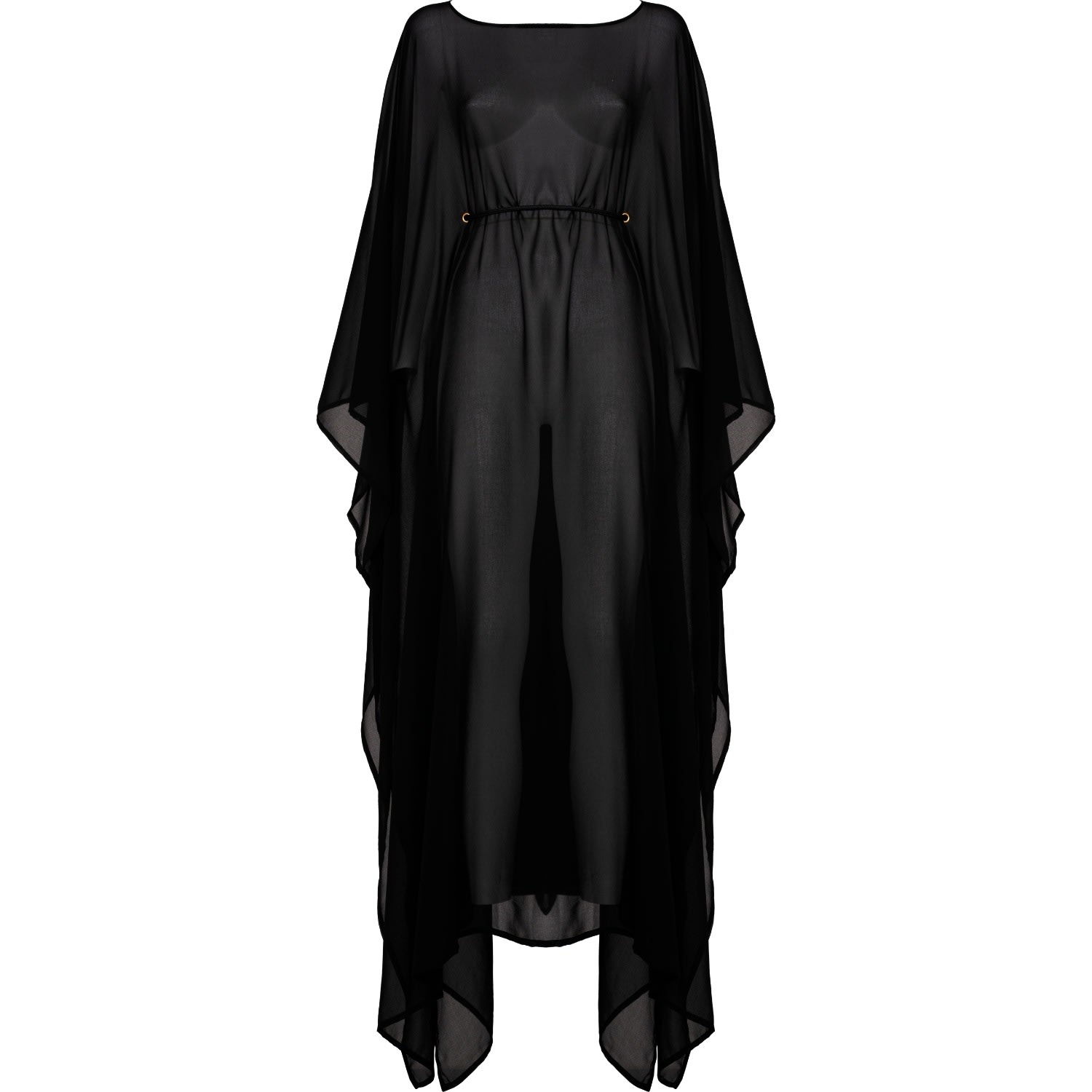 Women's Vellichor Chiffon Beach Overlay With Adjustable Rope In Black | Xs/S | Antoninias