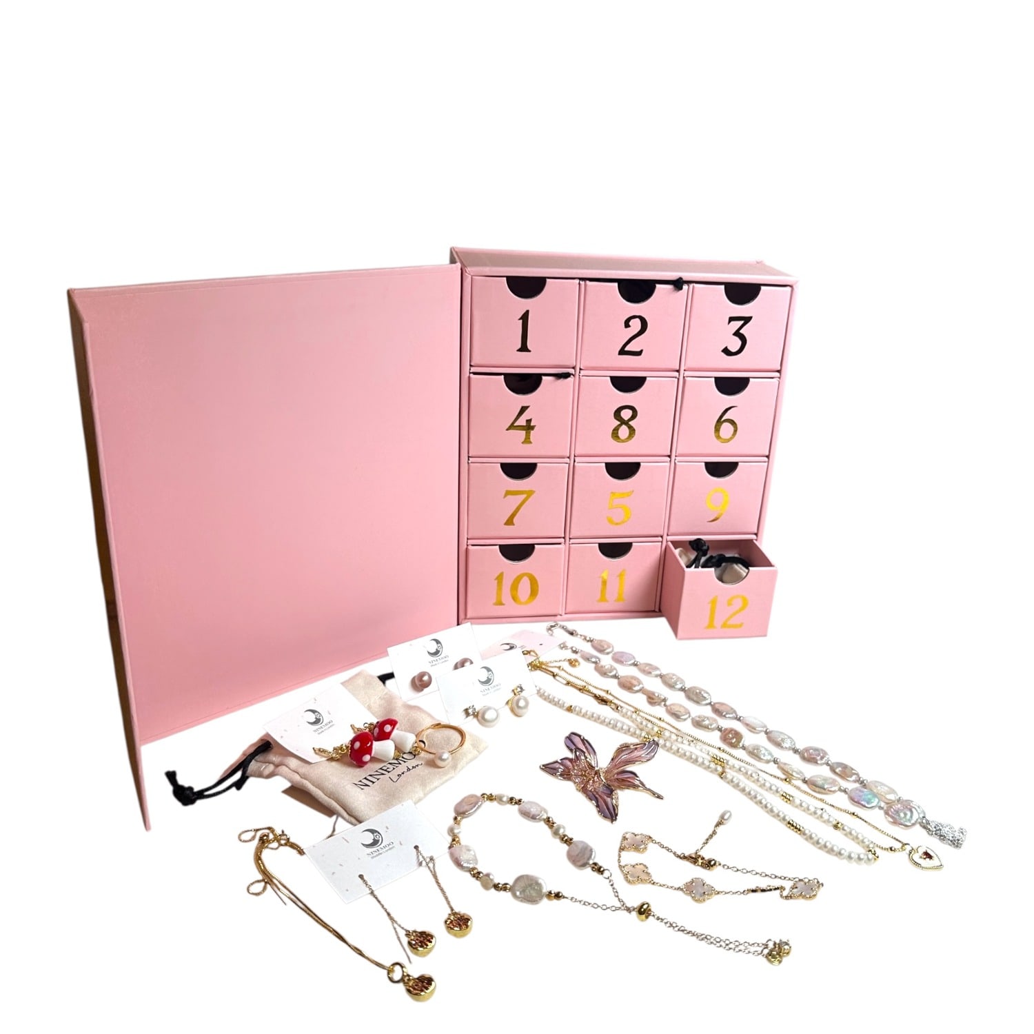 Ninemoo Women's Christmas Jewellery Advent Calendar 12 Days In Multi