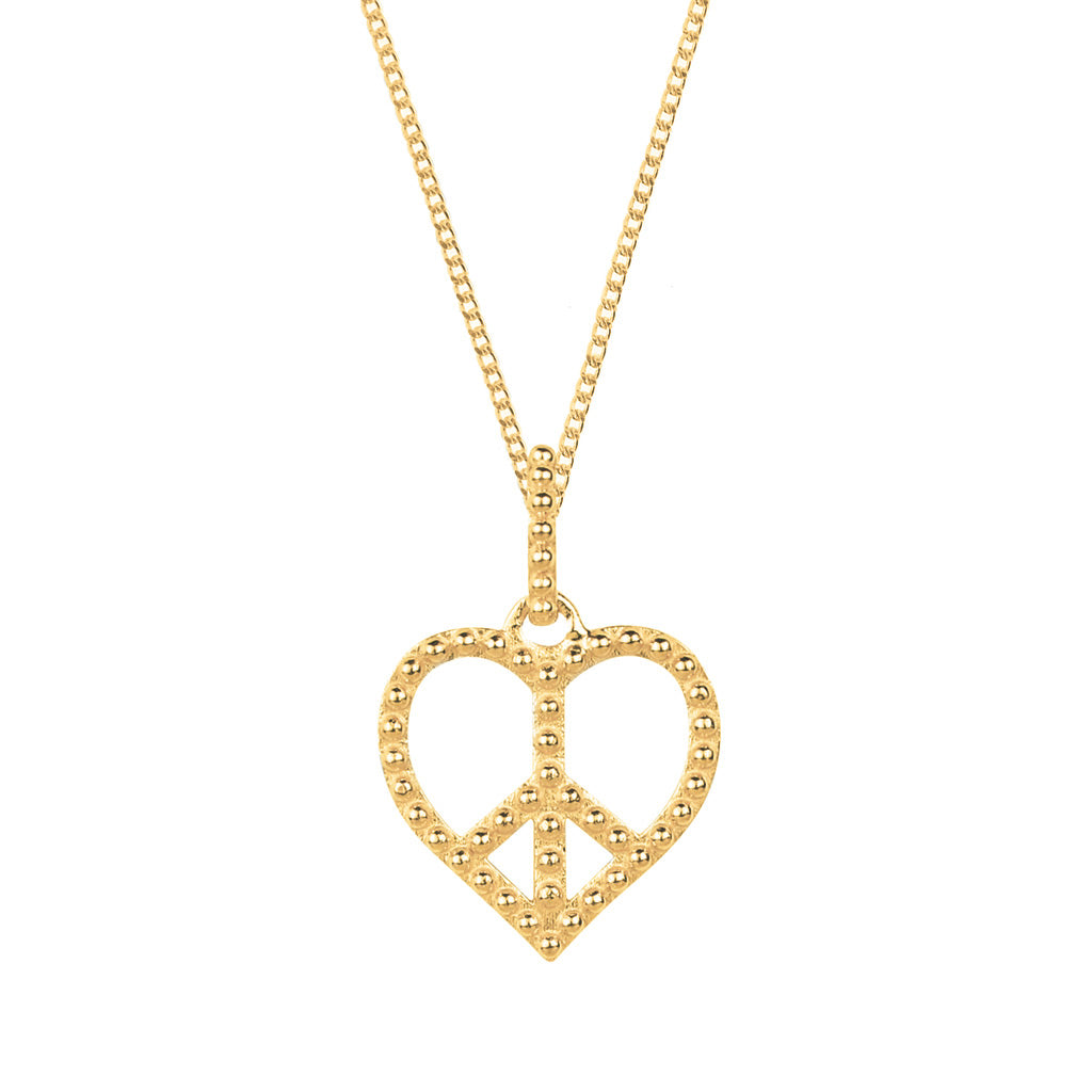 Women’s Peace Heart Pendant Necklace - Gold Vermeil Charlotte’s Web Jewellery