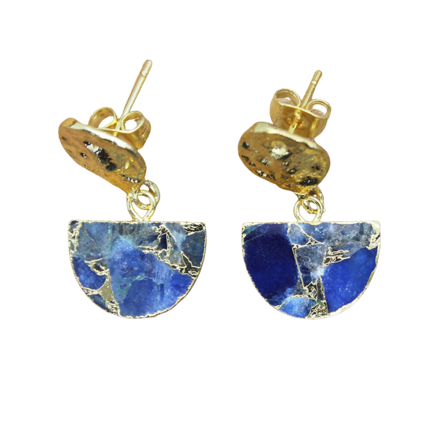 Harfi Women's Gold / Blue Hammered Sapphire September Birthstone Earrings In Multi