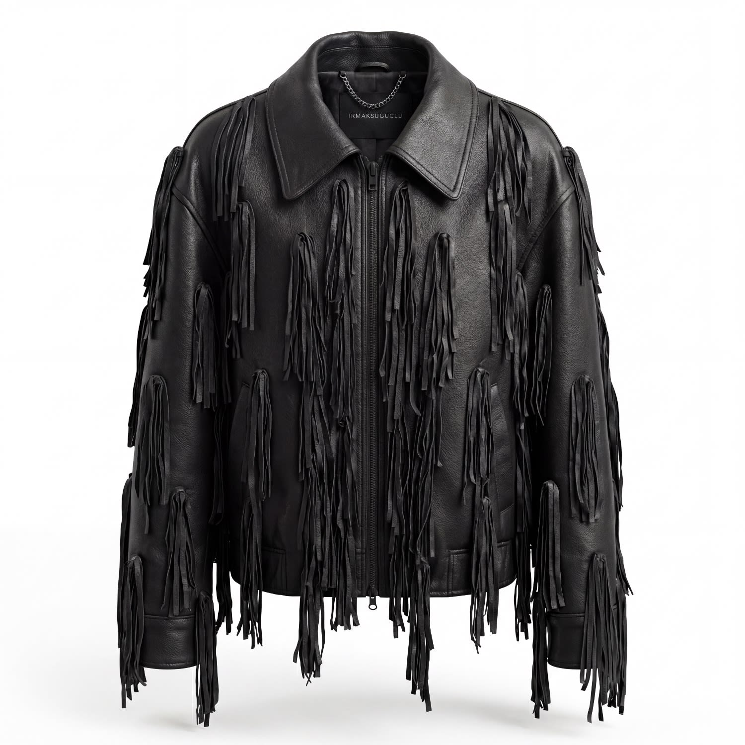 Women's Black Thames Fringed Leather Jacket | S/M | Irmak Su Guclu