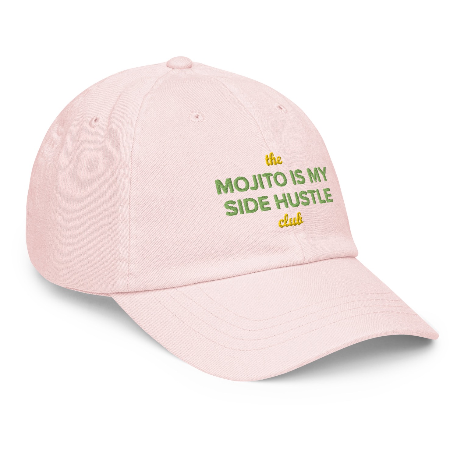 Anchor & Crew Pastel Pink Mojito Is My Side Hustle Club Chino Embroidered Cap - Women In Pink
