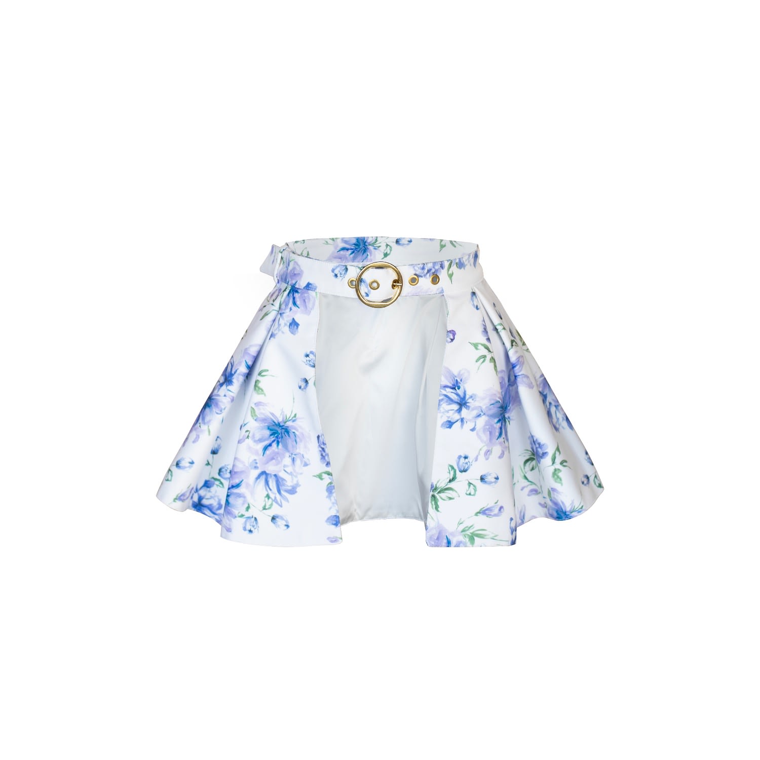 Rainsisters Women's Peplum Belt In White With Flower Print: Floral White In White