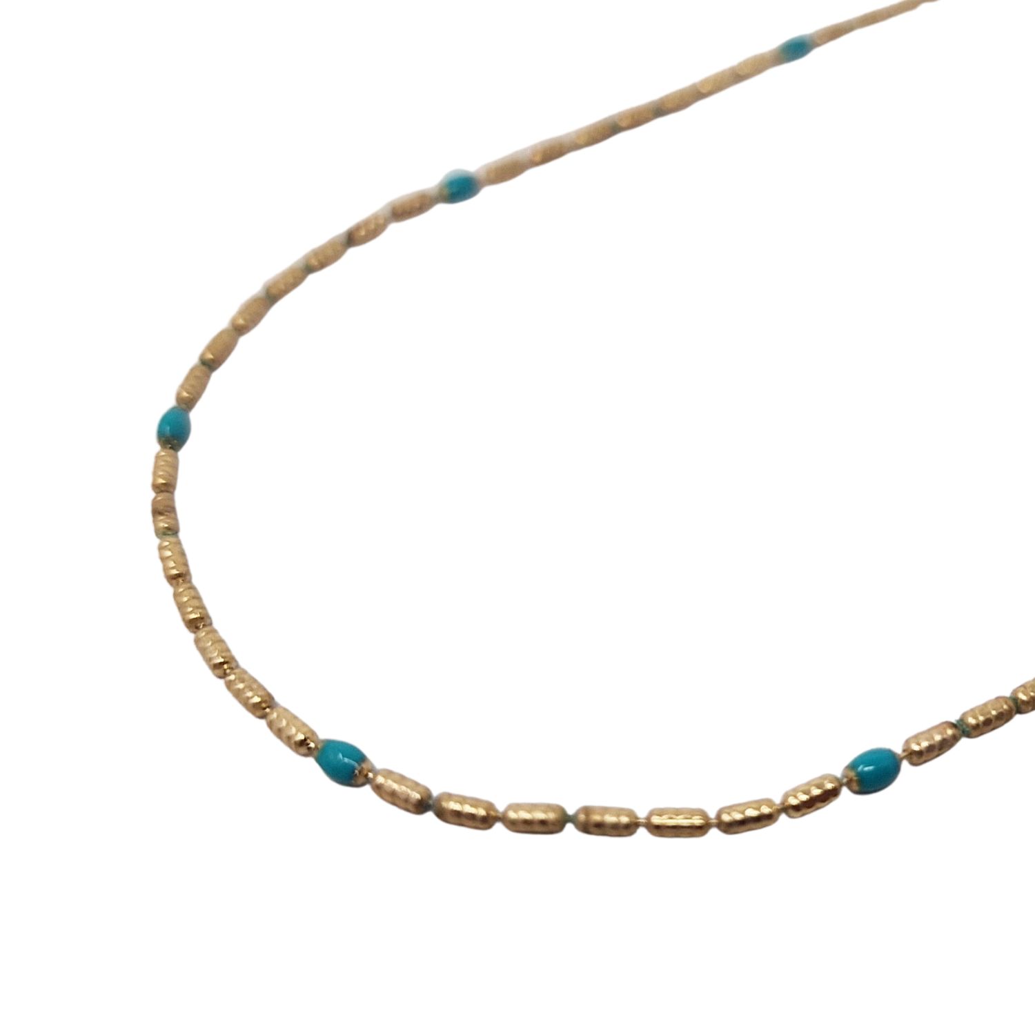 Women’s Blue Gold Vermeil Plated Turquoise Beaded Minimalist Necklace Harfi