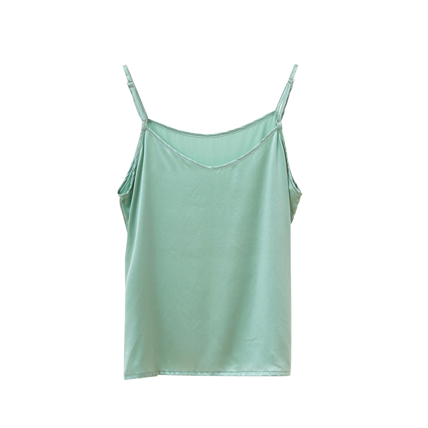 Women’s Pure Mulberry Silk Camisole With Adjustable Straps - Relaxed Fit - Jade Green Large Soft Strokes Silk