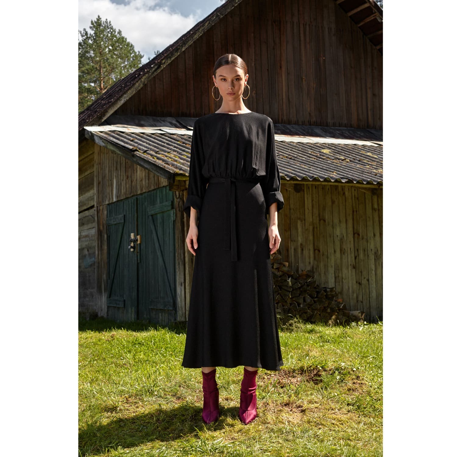 black midi mermaid dress