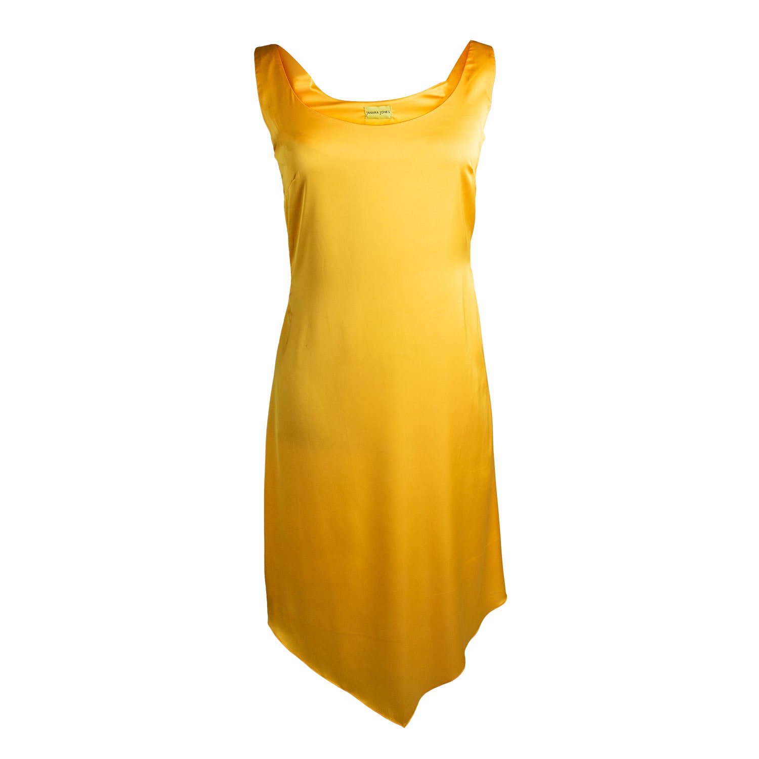 Women’s Yellow / Orange Yellow Satin Scoop-Neck Midi Dress Medium Janara Jones