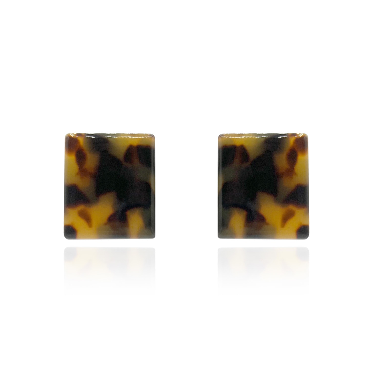 Women’s Brown Clip-On Square Tortoise Italian Resin Buttons Michael Nash Jewelry