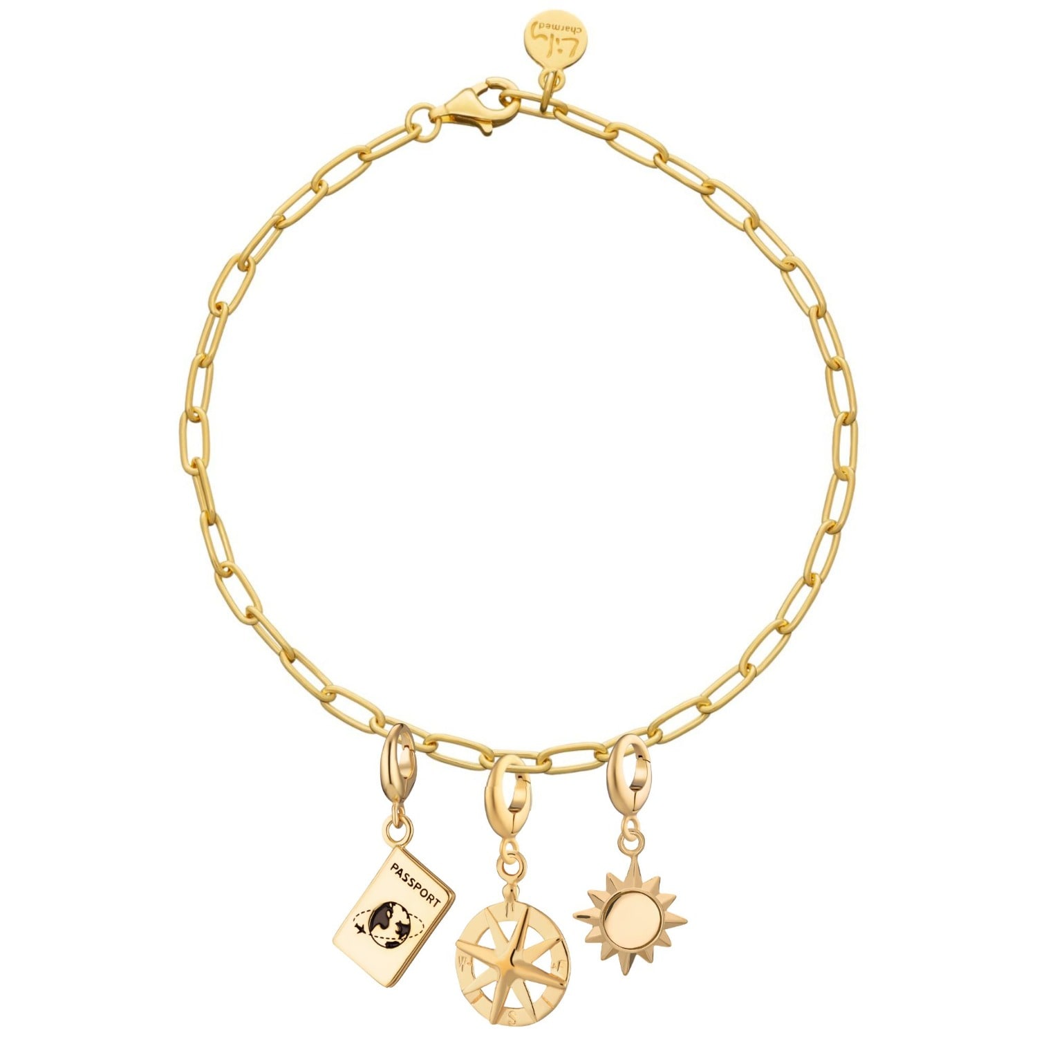 Lily Charmed Women's Gold Plated Holiday Oval Link Charm Bracelet