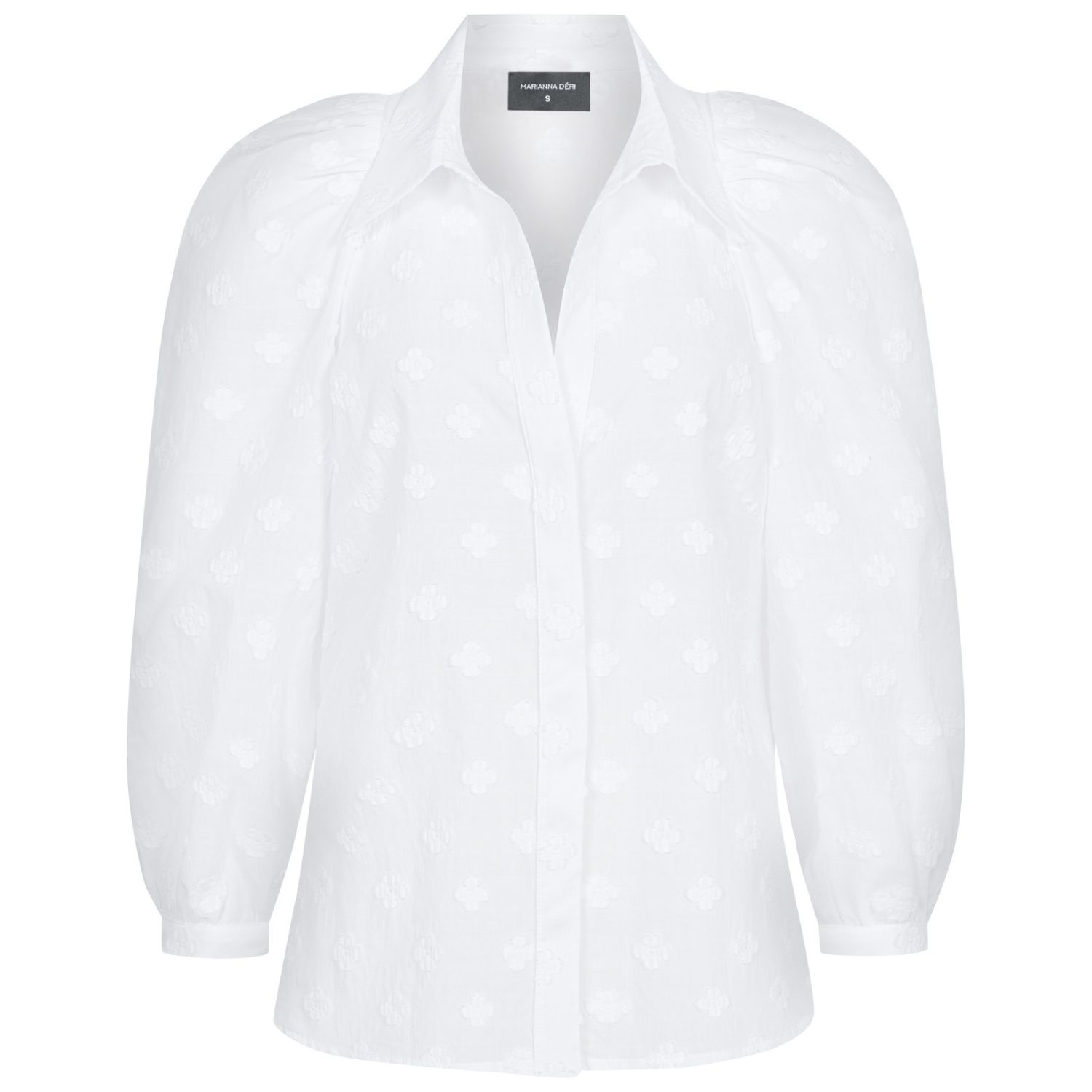 Marianna Déri Women's White Blouse With Woven Flowers