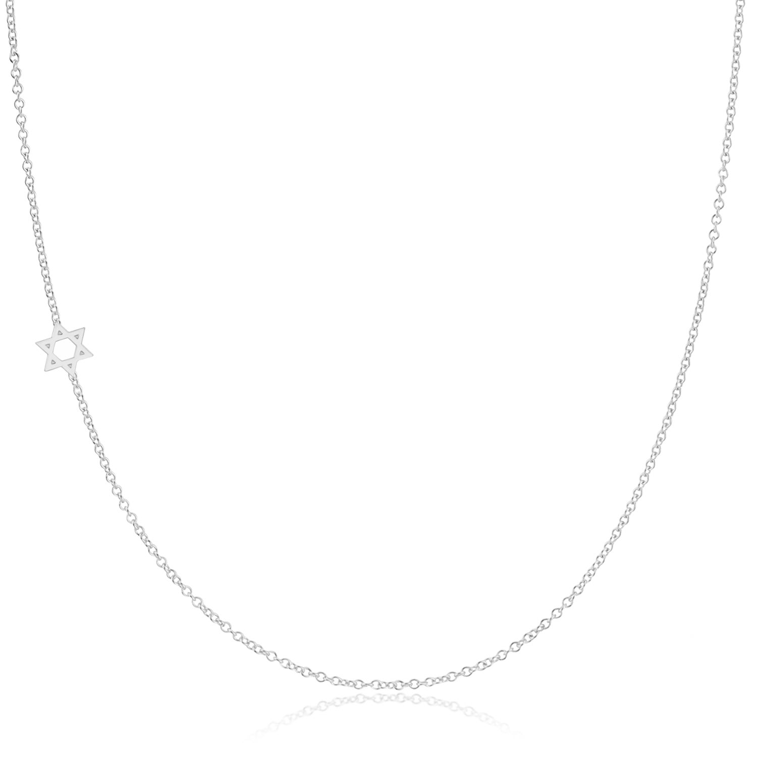 Maya Brenner Women's 14k Gold Asymmetrical Charm Necklace - White Gold - Star Of David In Gray