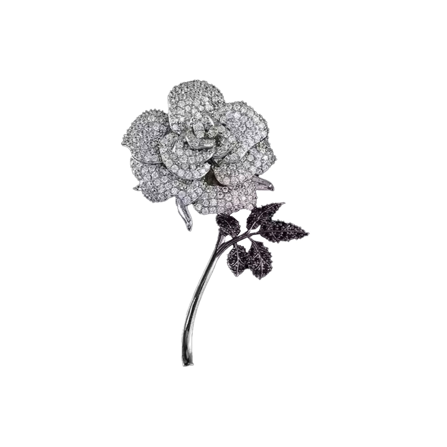 Women's Silver / Black Large Silver Crystal Rose Brooch | Chanel Joan Elkayam