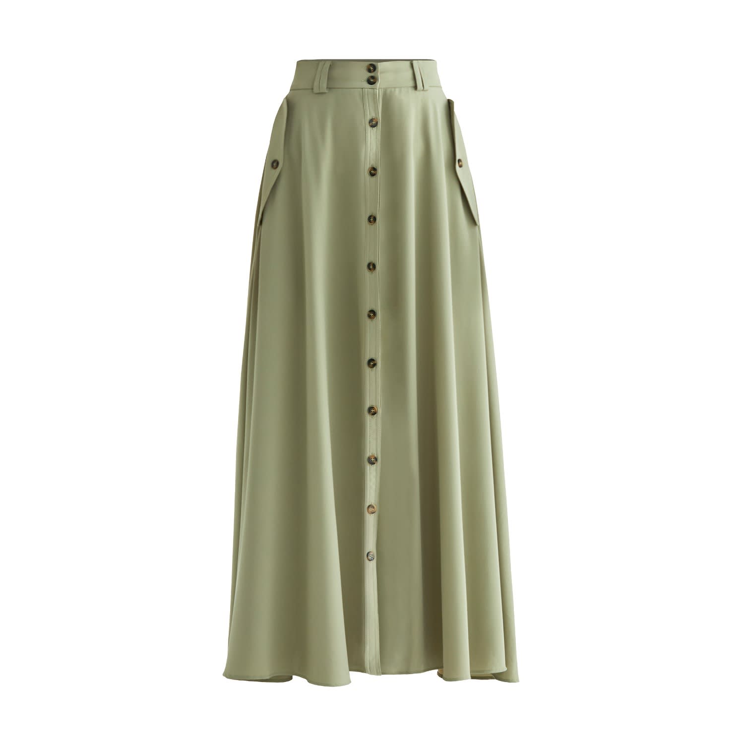 khaki green maxi skirt