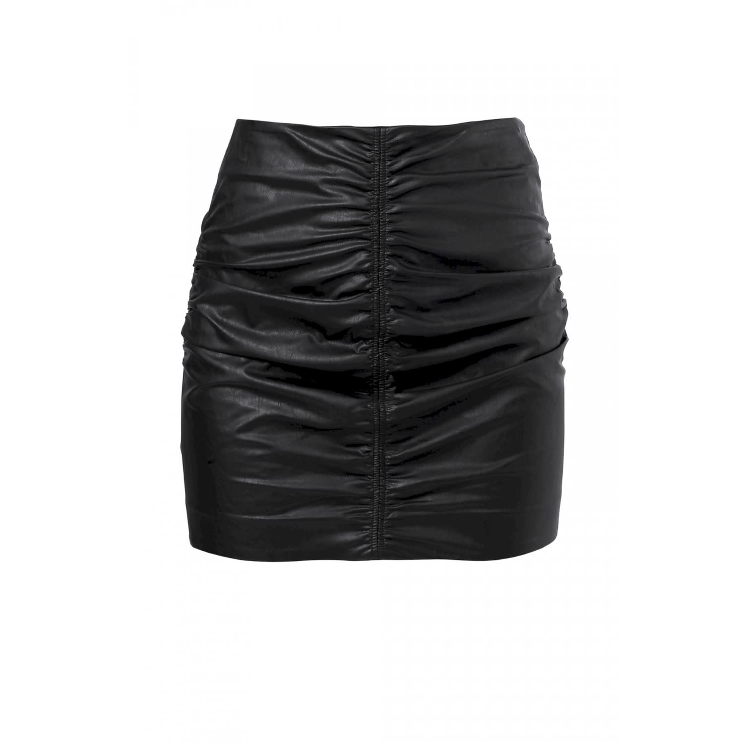 Aggi By Halewski Women's Ruth Black Creased Mini Vegan Leather Skirt