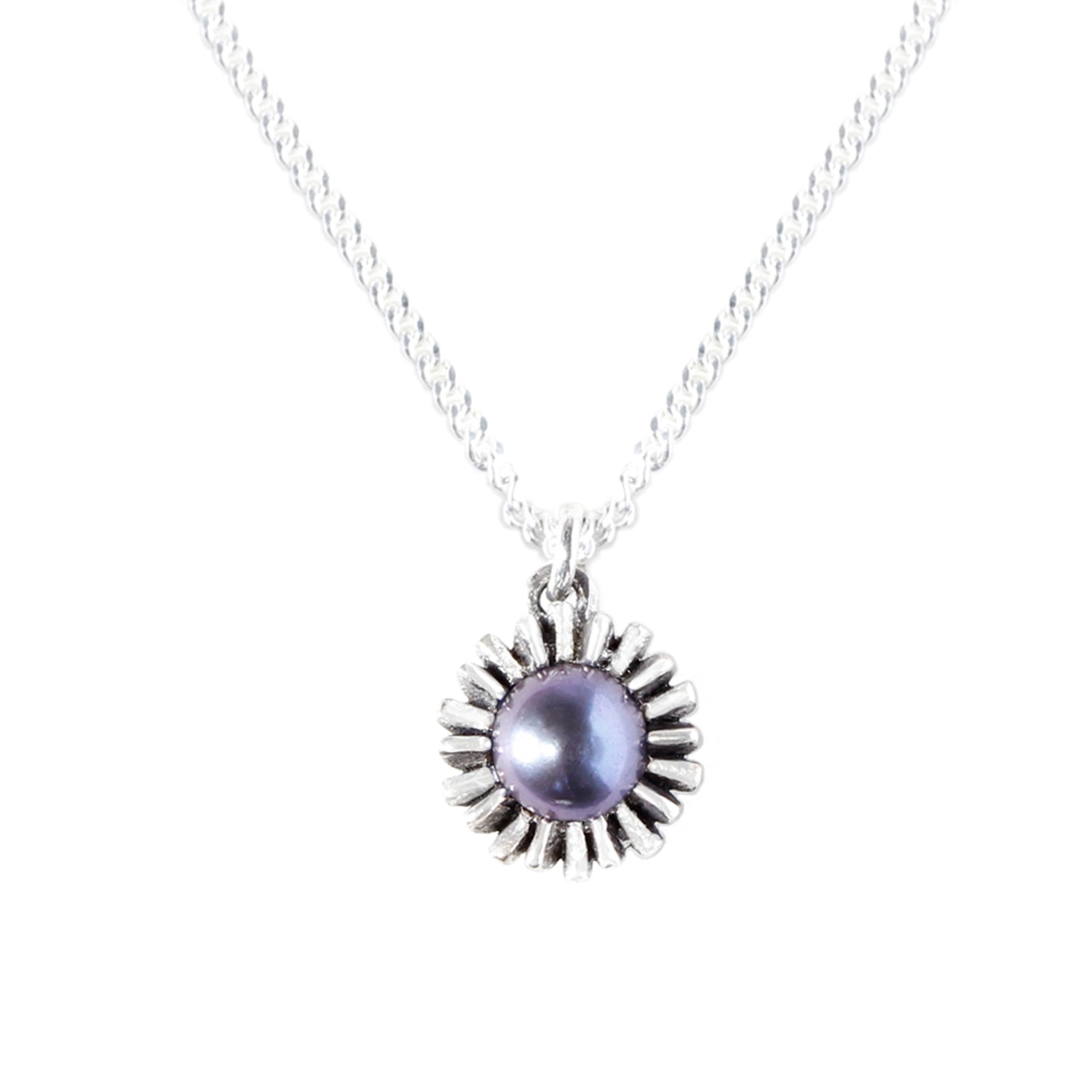 Women’s Dahlia Bud Peacock Pearl Necklace - Silver Lee Renee