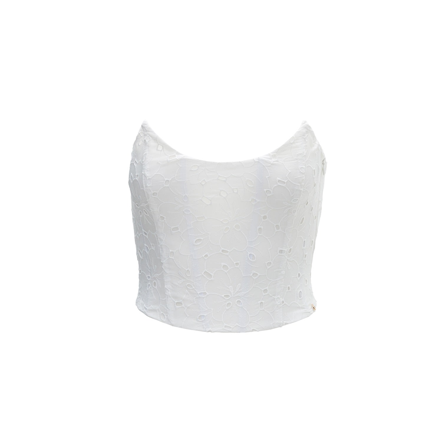 Nissa Women's Floral-embroidered Corset Top White In White