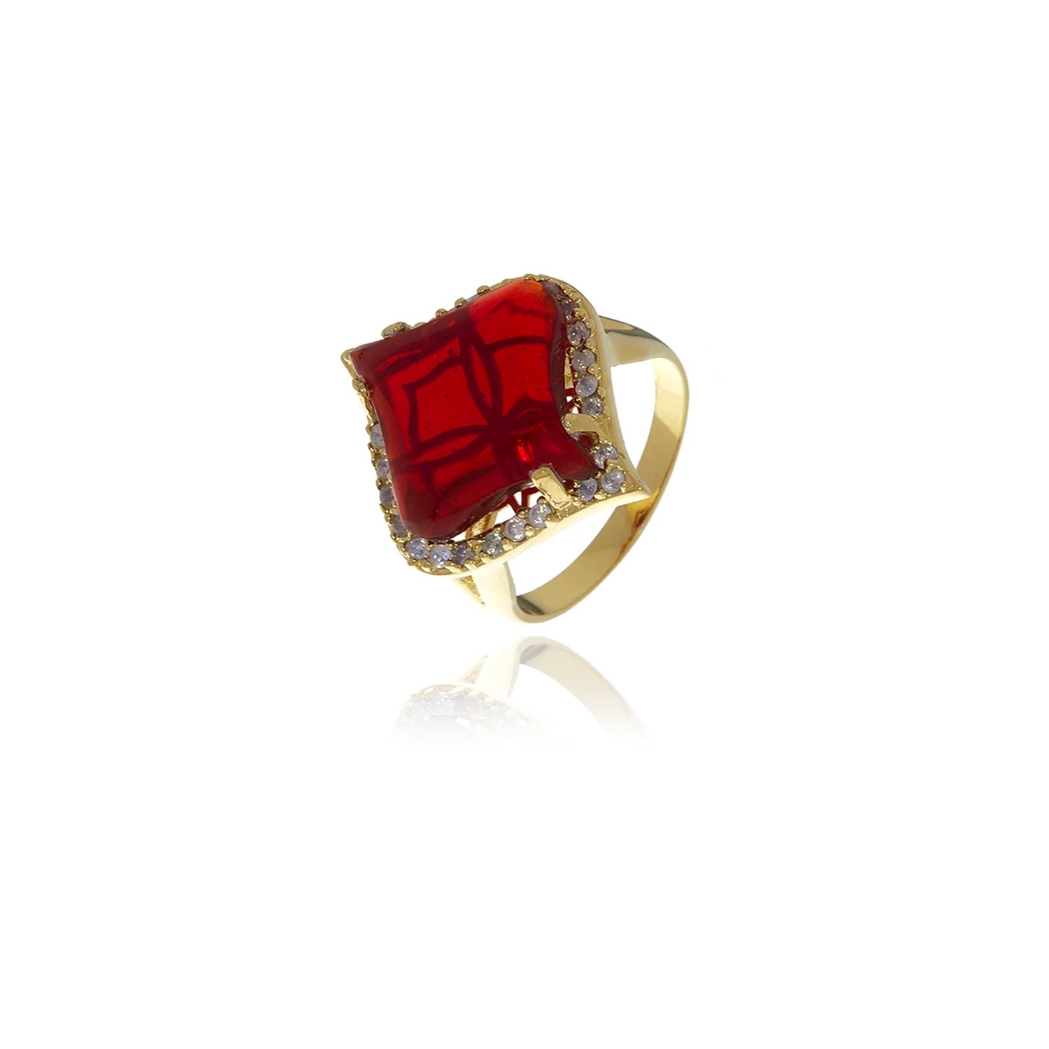 Women’s Gold Petal Garnet Ring Georgina Jewelry